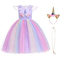 Los mejores  - URAQT Disfraz Unicornio Niña- Vestidos Unicornio Niña- Disfraz de Princesa- para Fiesta de Cosplay- Boda- Partido…